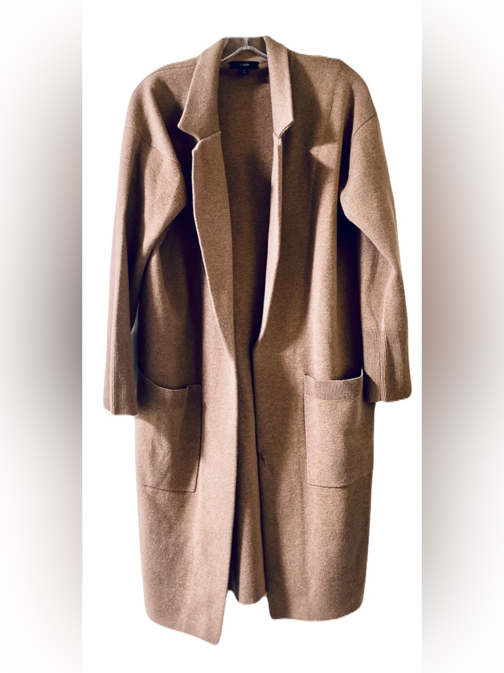 J.Crew Ella Wool Open-Front Long Sweater-Blazer Brown - Picture 3 of 5